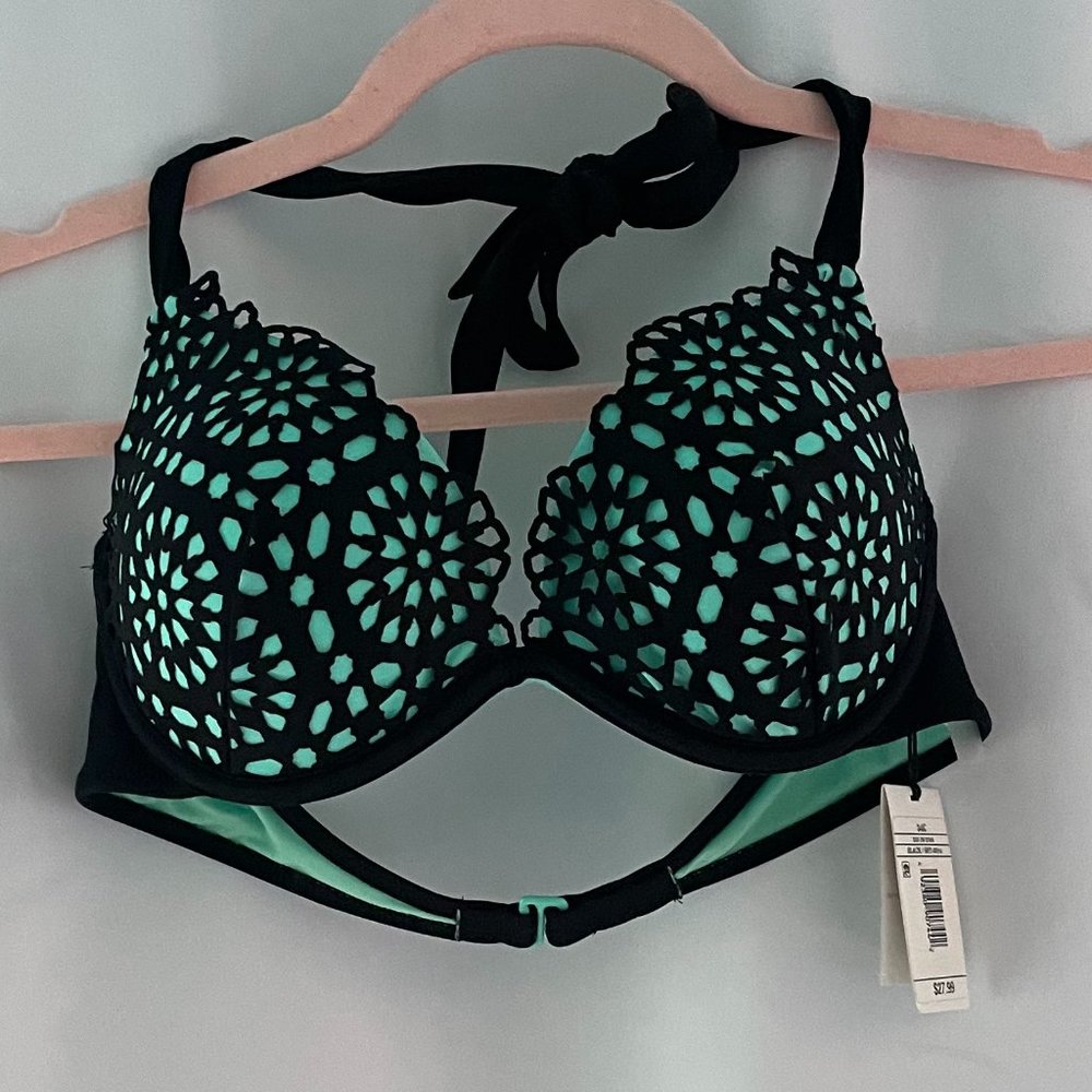 Black and Blue Swim Top